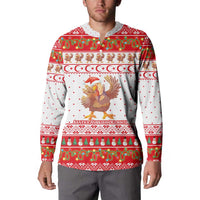Turkey Christmas Button Sweatshirt with Santa Turkey Red Crescent Pattern Snowmen and Festive Lights - Wonder Print Shop