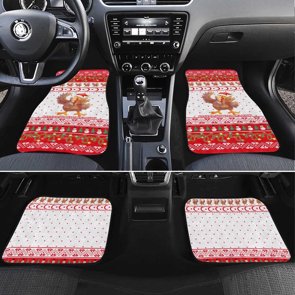 Turkey Christmas Car Mats with Santa Turkey Red Crescent Pattern Snowmen and Festive Lights - Wonder Print Shop