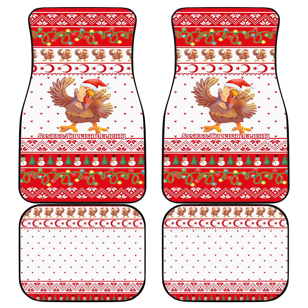 Turkey Christmas Car Mats with Santa Turkey Red Crescent Pattern Snowmen and Festive Lights - Wonder Print Shop