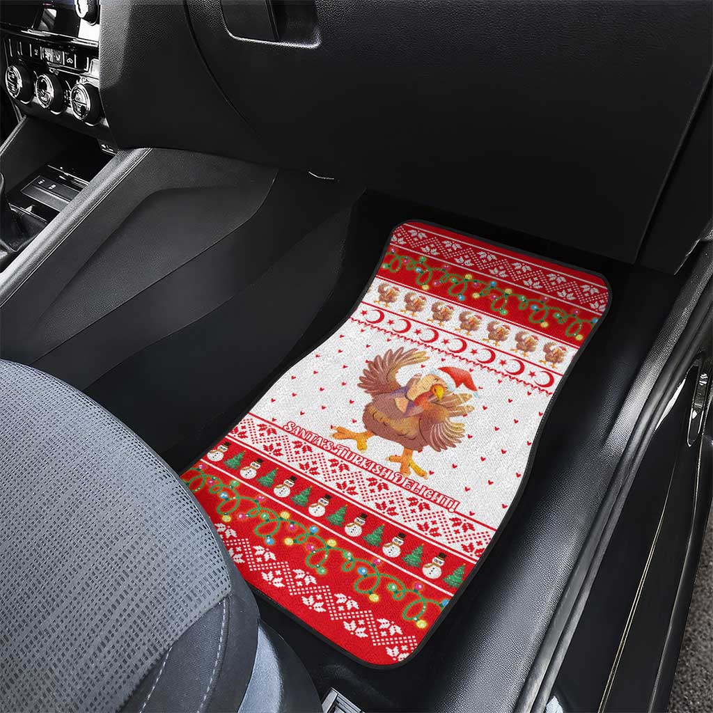 Turkey Christmas Car Mats with Santa Turkey Red Crescent Pattern Snowmen and Festive Lights - Wonder Print Shop