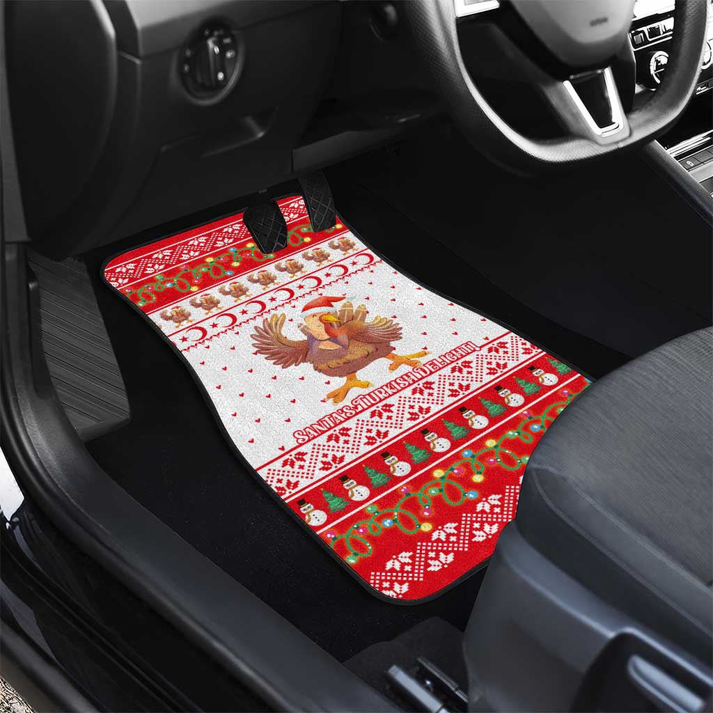Turkey Christmas Car Mats with Santa Turkey Red Crescent Pattern Snowmen and Festive Lights - Wonder Print Shop
