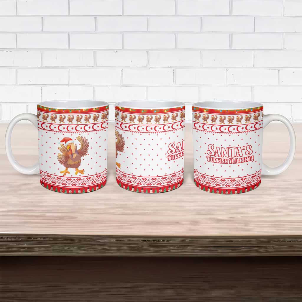 Turkey Christmas Ceramic Mug with Santa Turkey Red Crescent Pattern Snowmen and Festive Lights - Wonder Print Shop