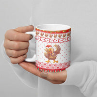 Turkey Christmas Ceramic Mug with Santa Turkey Red Crescent Pattern Snowmen and Festive Lights - Wonder Print Shop