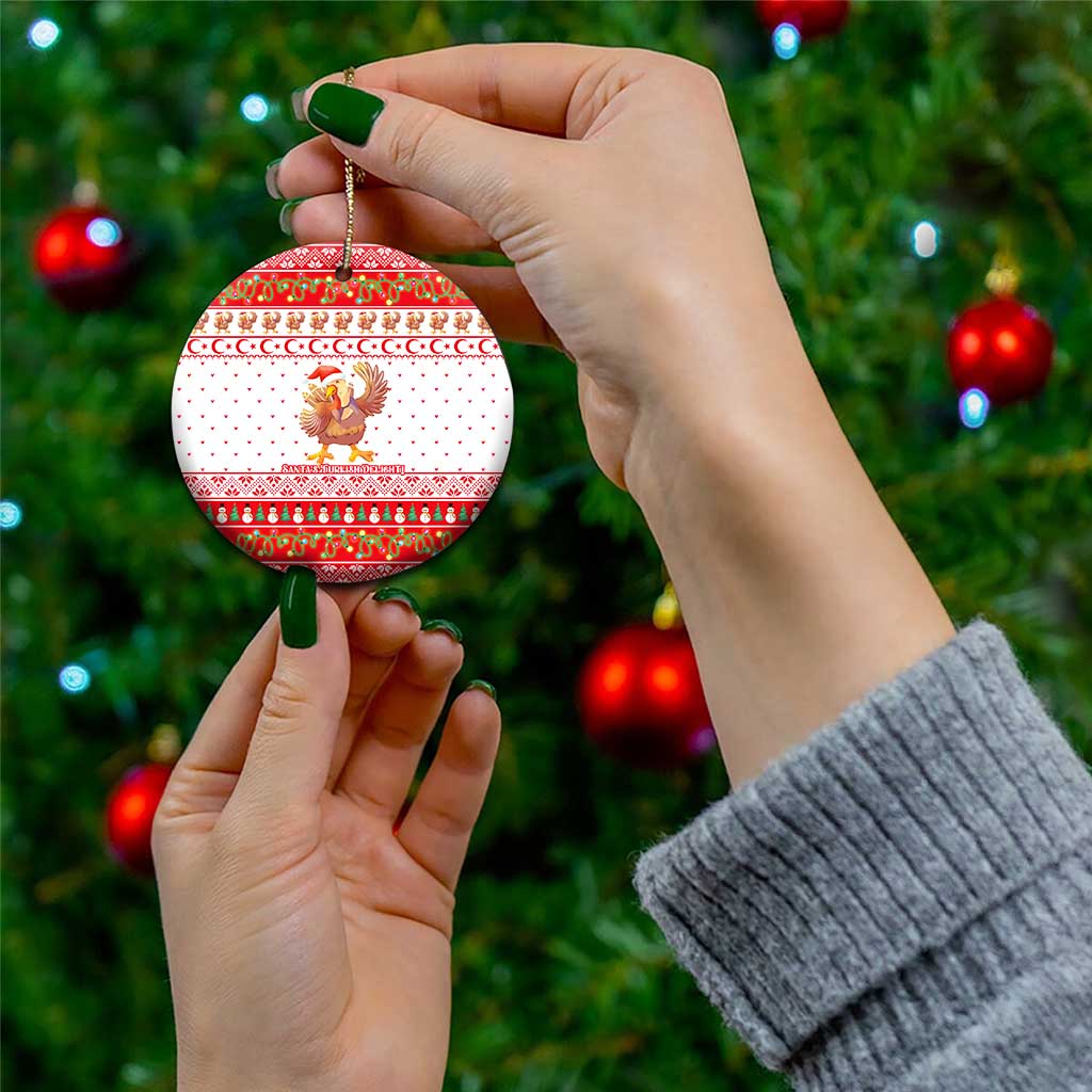 Turkey Christmas Ceramic Ornament with Santa Turkey Red Crescent Pattern Snowmen and Festive Lights - Wonder Print Shop