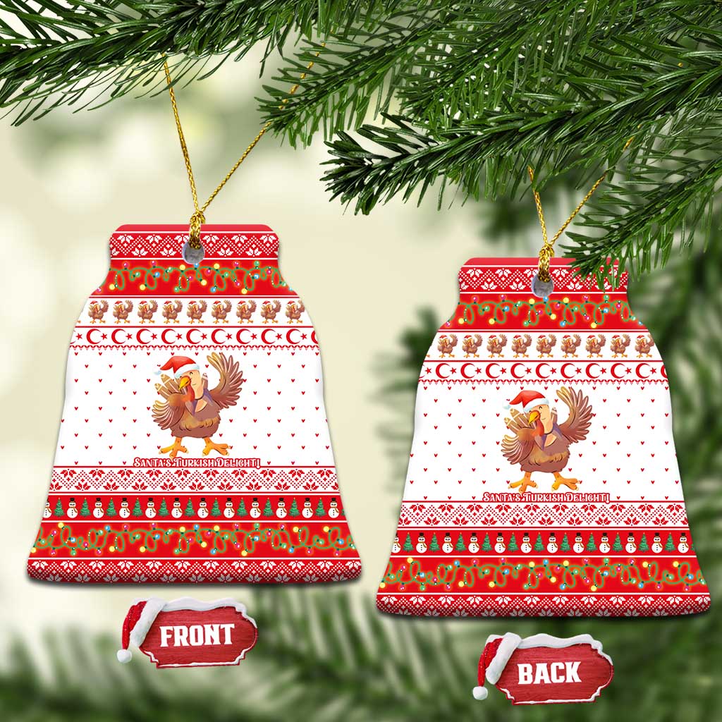 Turkey Christmas Ceramic Ornament with Santa Turkey Red Crescent Pattern Snowmen and Festive Lights - Wonder Print Shop