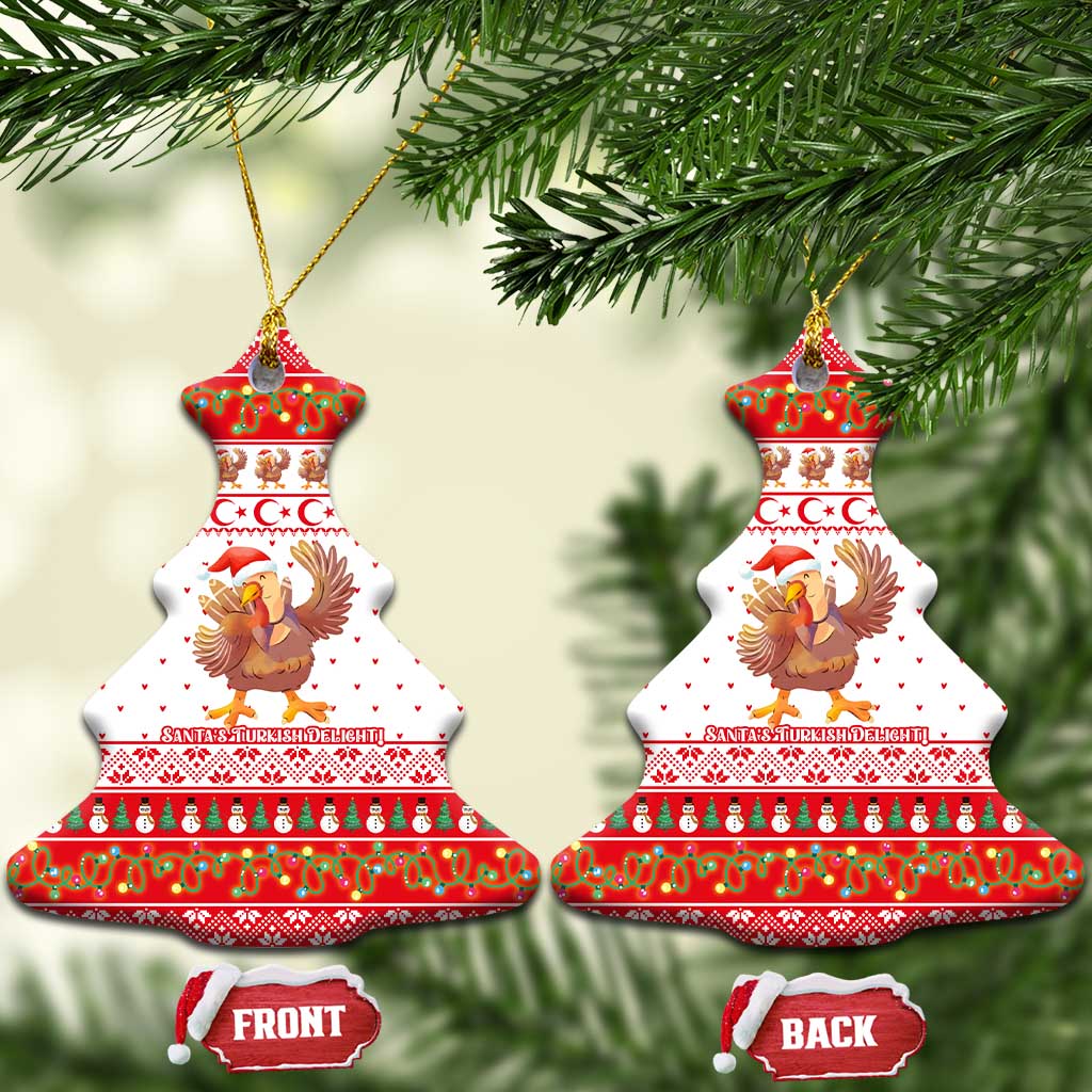 Turkey Christmas Ceramic Ornament with Santa Turkey Red Crescent Pattern Snowmen and Festive Lights - Wonder Print Shop