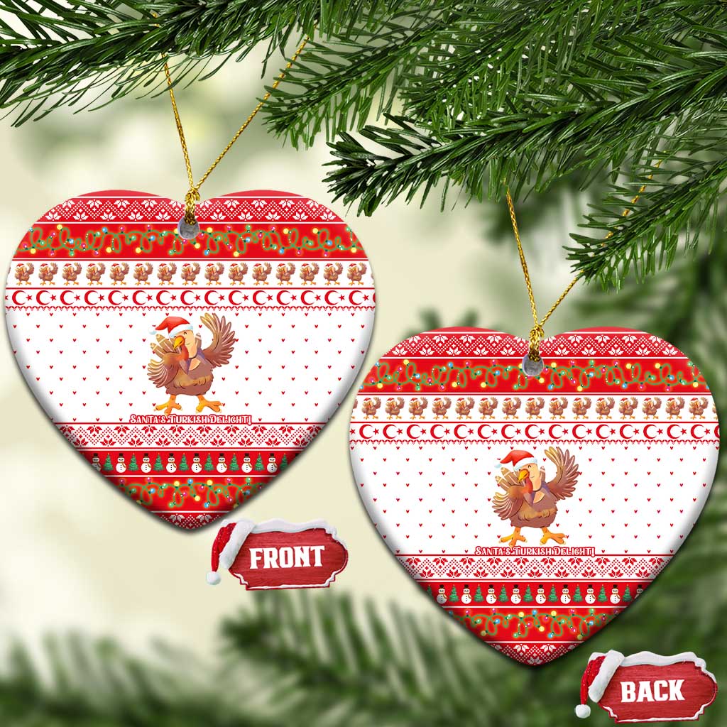 Turkey Christmas Ceramic Ornament with Santa Turkey Red Crescent Pattern Snowmen and Festive Lights - Wonder Print Shop