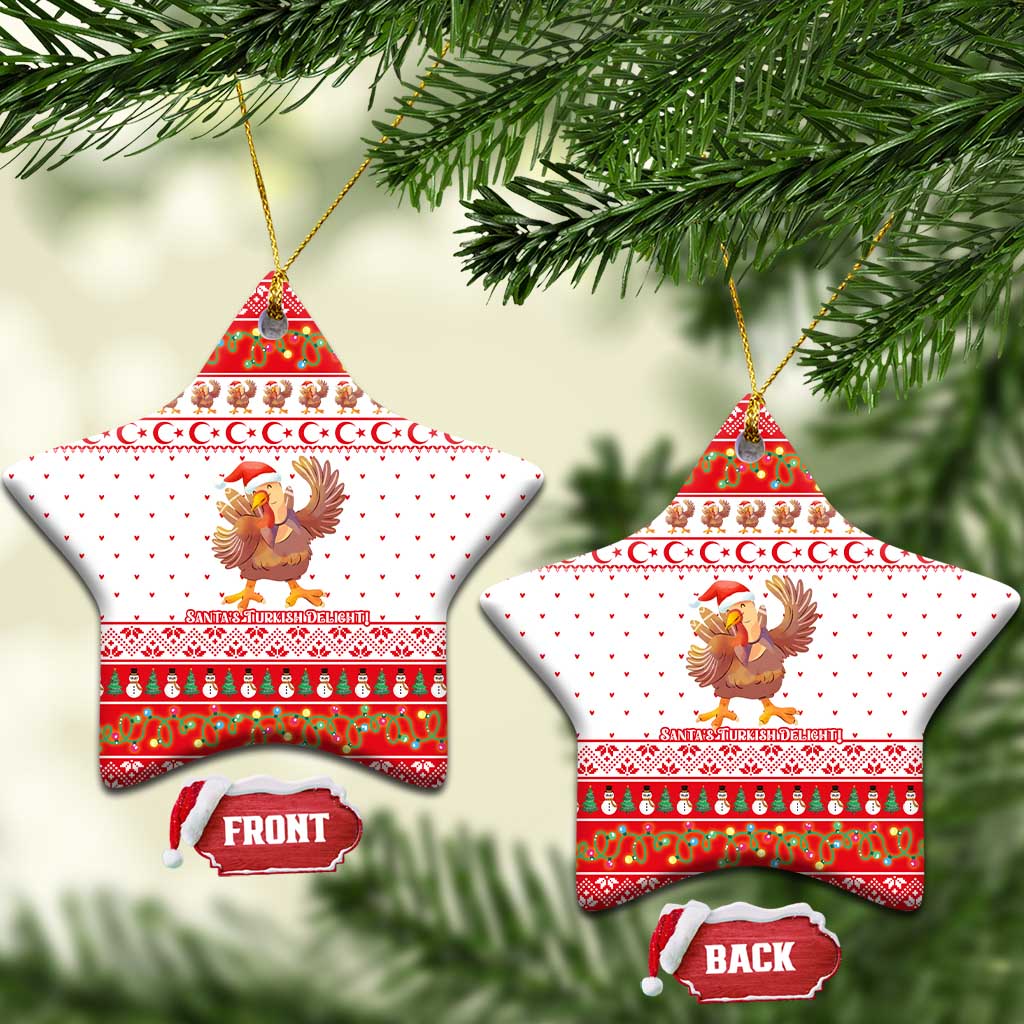 Turkey Christmas Ceramic Ornament with Santa Turkey Red Crescent Pattern Snowmen and Festive Lights - Wonder Print Shop