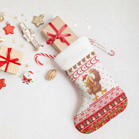 Turkey Christmas Stocking with Santa Turkey Red Crescent Pattern Snowmen and Festive Lights - Wonder Print Shop