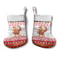 Turkey Christmas Stocking with Santa Turkey Red Crescent Pattern Snowmen and Festive Lights - Wonder Print Shop