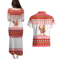 Turkey Christmas Couples Matching Puletasi and Hawaiian Shirt with Santa Turkey Red Crescent Pattern Snowmen and Festive Lights - Wonder Print Shop