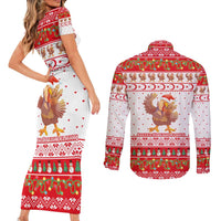 Turkey Christmas Couples Matching Short Sleeve Bodycon Dress and Long Sleeve Button Shirt with Santa Turkey Red Crescent Pattern Snowmen and Festive Lights - Wonder Print Shop