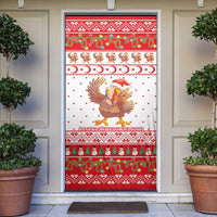 Turkey Christmas Door Cover with Santa Turkey Red Crescent Pattern Snowmen and Festive Lights - Wonder Print Shop