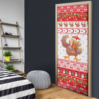 Turkey Christmas Door Cover with Santa Turkey Red Crescent Pattern Snowmen and Festive Lights - Wonder Print Shop