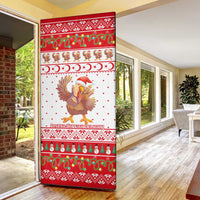 Turkey Christmas Door Cover with Santa Turkey Red Crescent Pattern Snowmen and Festive Lights - Wonder Print Shop