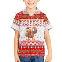 Turkey Christmas Family Matching Long Sleeve Bodycon Dress and Hawaiian Shirt with Santa Turkey Red Crescent Pattern Snowmen and Festive Lights - Wonder Print Shop