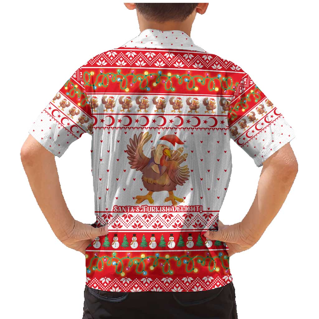 Turkey Christmas Family Matching Mermaid Dress and Hawaiian Shirt with Santa Turkey Red Crescent Pattern Snowmen and Festive Lights - Wonder Print Shop