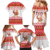 Turkey Christmas Family Matching Mermaid Dress and Hawaiian Shirt with Santa Turkey Red Crescent Pattern Snowmen and Festive Lights - Wonder Print Shop
