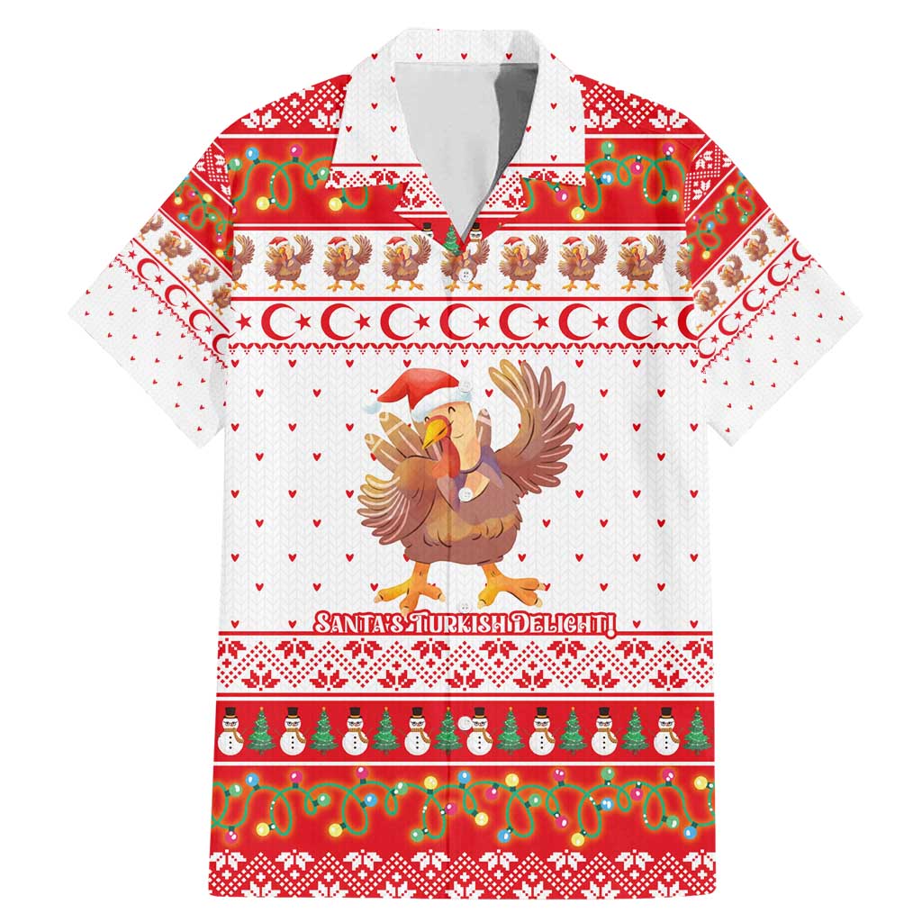 Turkey Christmas Family Matching Mermaid Dress and Hawaiian Shirt with Santa Turkey Red Crescent Pattern Snowmen and Festive Lights - Wonder Print Shop