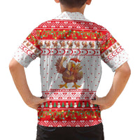 Turkey Christmas Family Matching Off The Shoulder Long Sleeve Dress and Hawaiian Shirt with Santa Turkey Red Crescent Pattern Snowmen and Festive Lights - Wonder Print Shop