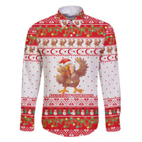 Turkey Christmas Family Matching Off The Shoulder Long Sleeve Dress and Hawaiian Shirt with Santa Turkey Red Crescent Pattern Snowmen and Festive Lights - Wonder Print Shop