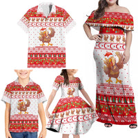 Turkey Christmas Family Matching Off Shoulder Maxi Dress and Hawaiian Shirt with Santa Turkey Red Crescent Pattern Snowmen and Festive Lights - Wonder Print Shop