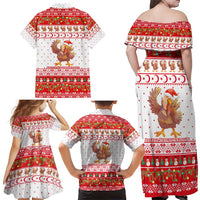 Turkey Christmas Family Matching Off Shoulder Maxi Dress and Hawaiian Shirt with Santa Turkey Red Crescent Pattern Snowmen and Festive Lights - Wonder Print Shop