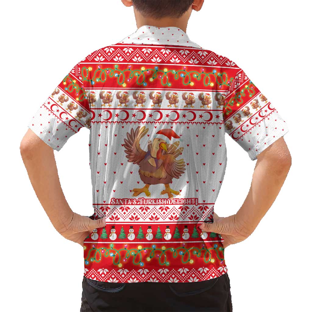 Turkey Christmas Family Matching Puletasi and Hawaiian Shirt with Santa Turkey Red Crescent Pattern Snowmen and Festive Lights - Wonder Print Shop