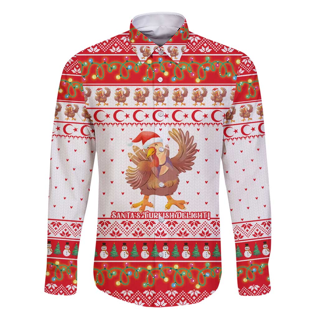 Turkey Christmas Family Matching Short Sleeve Bodycon Dress and Hawaiian Shirt with Santa Turkey Red Crescent Pattern Snowmen and Festive Lights - Wonder Print Shop