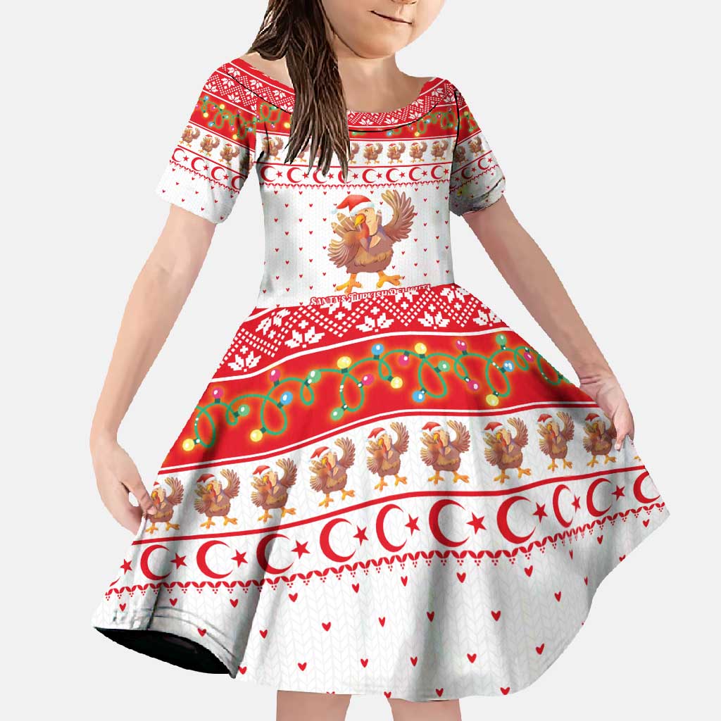 Turkey Christmas Family Matching Tank Maxi Dress and Hawaiian Shirt with Santa Turkey Red Crescent Pattern Snowmen and Festive Lights - Wonder Print Shop
