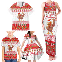 Turkey Christmas Family Matching Tank Maxi Dress and Hawaiian Shirt with Santa Turkey Red Crescent Pattern Snowmen and Festive Lights - Wonder Print Shop