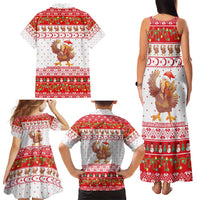 Turkey Christmas Family Matching Tank Maxi Dress and Hawaiian Shirt with Santa Turkey Red Crescent Pattern Snowmen and Festive Lights - Wonder Print Shop