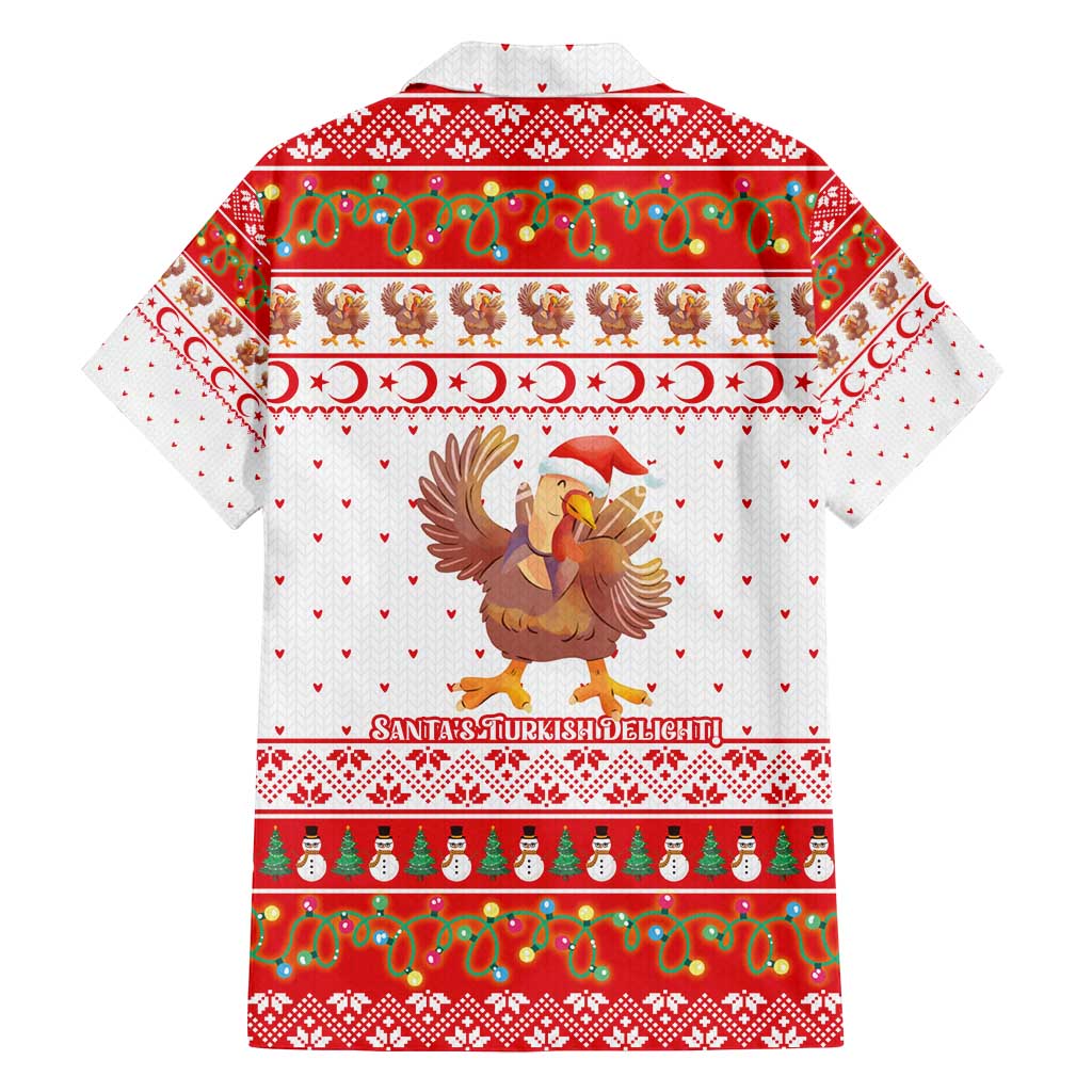 Turkey Christmas Family Matching Tank Maxi Dress and Hawaiian Shirt with Santa Turkey Red Crescent Pattern Snowmen and Festive Lights - Wonder Print Shop