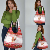 Turkey Christmas Grocery Bag with Santa Turkey Red Crescent Pattern Snowmen and Festive Lights - Wonder Print Shop
