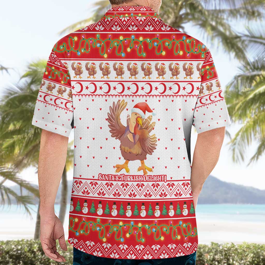 Turkey Christmas Hawaiian Shirt with Santa Turkey Red Crescent Pattern Snowmen and Festive Lights - Wonder Print Shop