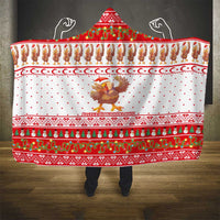 Turkey Christmas Hooded Blanket with Santa Turkey Red Crescent Pattern Snowmen and Festive Lights - Wonder Print Shop