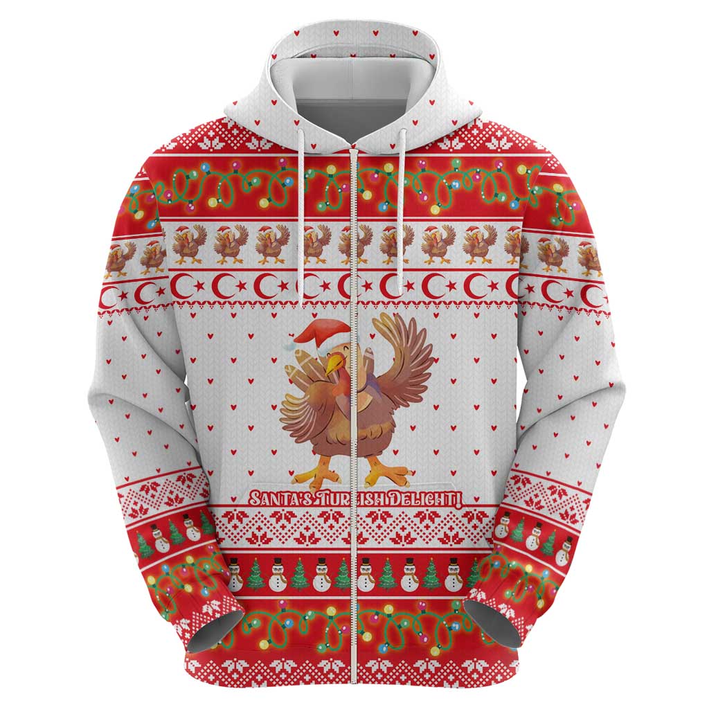 Turkey Christmas Hoodie with Santa Turkey Red Crescent Pattern Snowmen and Festive Lights - Wonder Print Shop