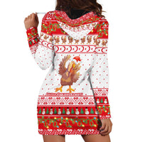 Turkey Christmas Hoodie Dress with Santa Turkey Red Crescent Pattern Snowmen and Festive Lights - Wonder Print Shop