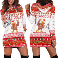 Turkey Christmas Hoodie Dress with Santa Turkey Red Crescent Pattern Snowmen and Festive Lights - Wonder Print Shop