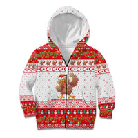 Turkey Christmas Kid Hoodie with Santa Turkey Red Crescent Pattern Snowmen and Festive Lights - Wonder Print Shop