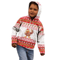 Turkey Christmas Kid Hoodie with Santa Turkey Red Crescent Pattern Snowmen and Festive Lights - Wonder Print Shop