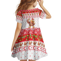 Turkey Christmas Kid Short Sleeve Dress with Santa Turkey Red Crescent Pattern Snowmen and Festive Lights - Wonder Print Shop