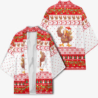 Turkey Christmas Kimono with Santa Turkey Red Crescent Pattern Snowmen and Festive Lights - Wonder Print Shop