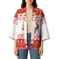 Turkey Christmas Kimono with Santa Turkey Red Crescent Pattern Snowmen and Festive Lights - Wonder Print Shop