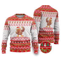 Turkey Christmas Ugly Christmas Sweater with Santa Turkey Red Crescent Pattern Snowmen and Festive Lights - Wonder Print Shop