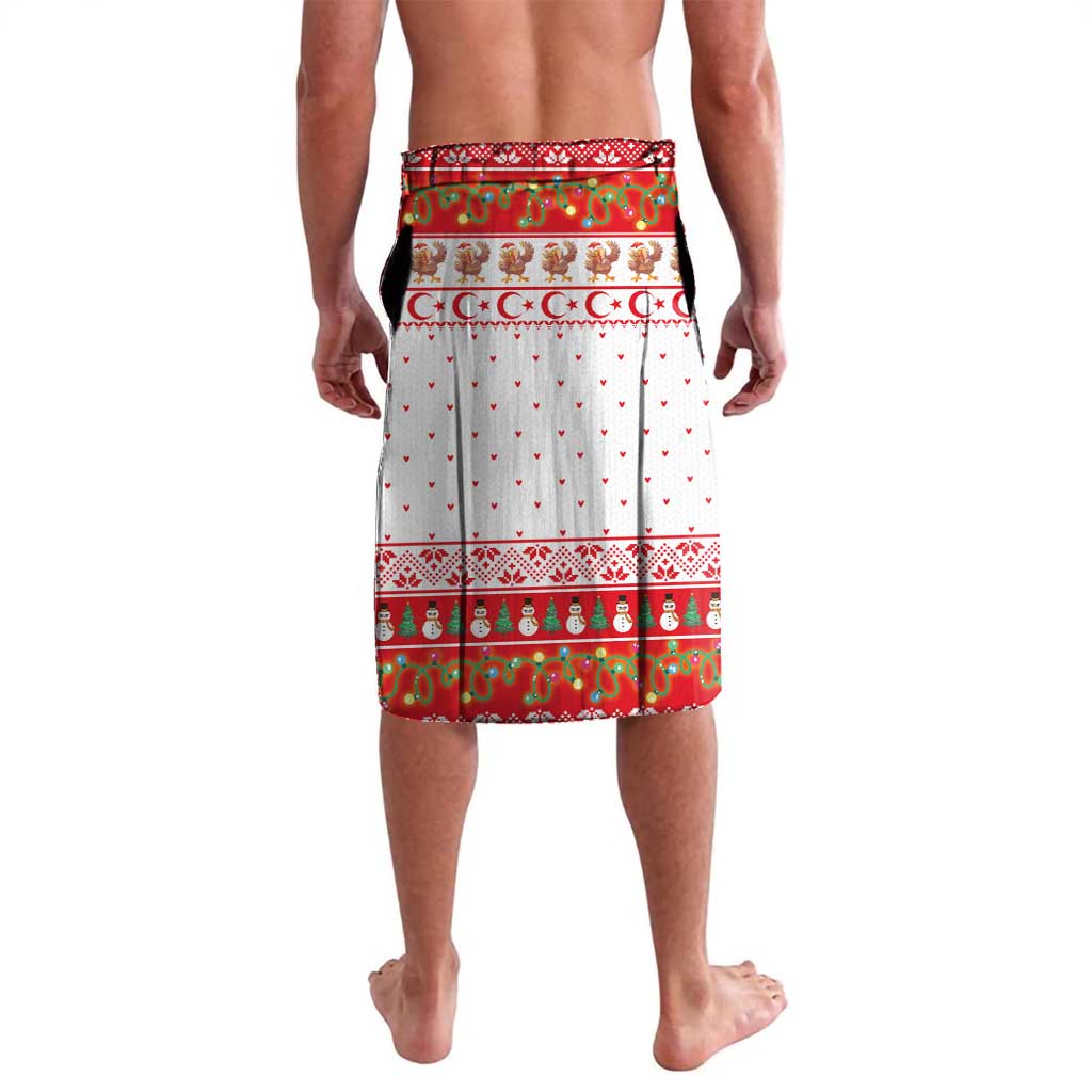 Turkey Christmas Lavalava with Santa Turkey Red Crescent Pattern Snowmen and Festive Lights - Wonder Print Shop