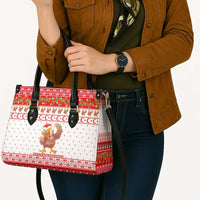 Turkey Christmas Leather Bag with Santa Turkey Red Crescent Pattern Snowmen and Festive Lights - Wonder Print Shop