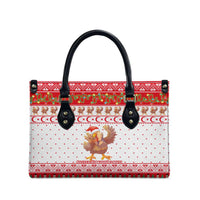 Turkey Christmas Leather Bag with Santa Turkey Red Crescent Pattern Snowmen and Festive Lights - Wonder Print Shop