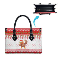 Turkey Christmas Leather Bag with Santa Turkey Red Crescent Pattern Snowmen and Festive Lights - Wonder Print Shop