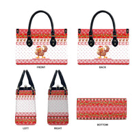 Turkey Christmas Leather Bag with Santa Turkey Red Crescent Pattern Snowmen and Festive Lights - Wonder Print Shop